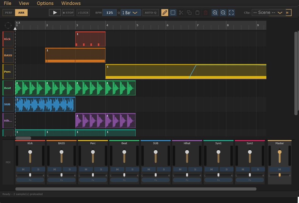 GrooviXBeat Arrangement View